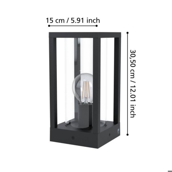 Lampione basso da giardino ip54 nero lampadine e27
